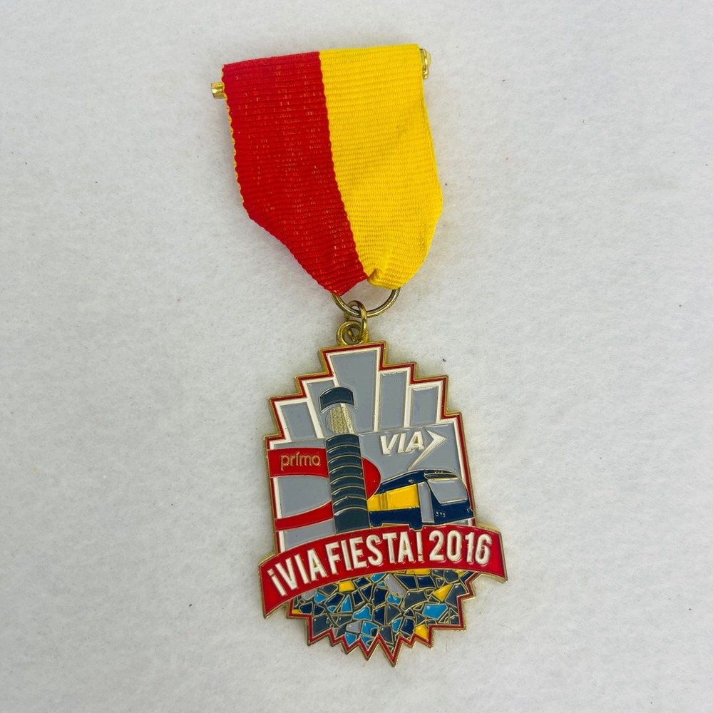 VIA Fiesta Medal 2016 San Antonio Primo Transit Bus Red Yellow Ribbon Excellent